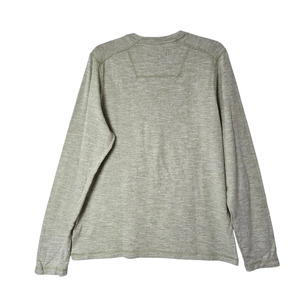 The North Face Men Medium Long Sleeve Henley Green Buttons Pullover Cotton Blend